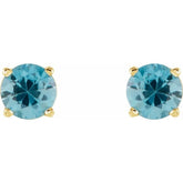 14K Yellow 5 mm Natural Blue Zircon Earrings